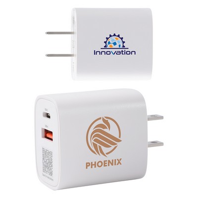 Channel 20W 2- Port PD Wall Charger with Dual Outputs